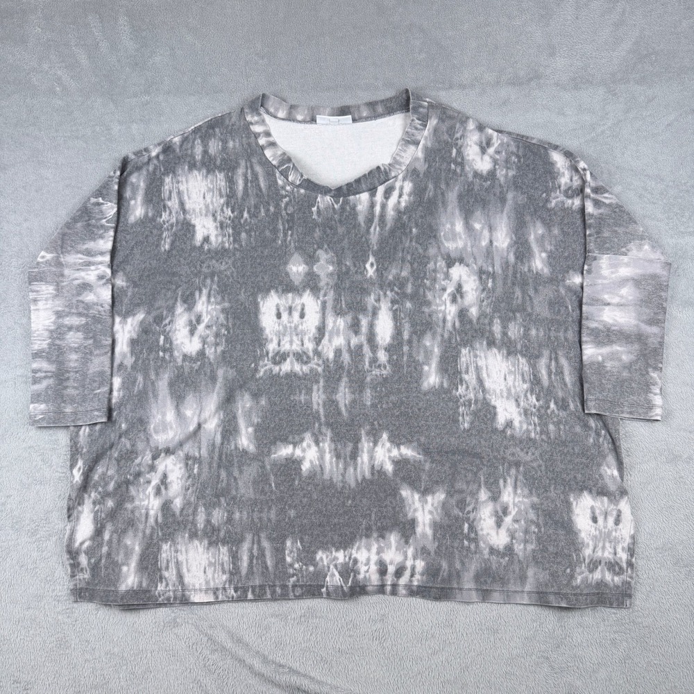 Bryn Walker Grey Tie Dye Oversized V-Neck Top Modal Blend Made in USA Small